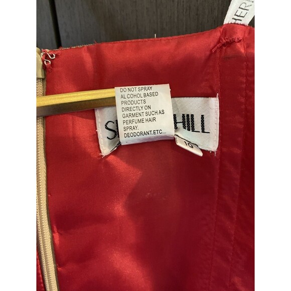 Sherri Hill Dress Size 10 Prom Pageant Gala Formal Gown Flowy Red Gold  # 1924 - Picture 6 of 16